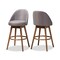 Baxton Studio Carra Grey Upholstered Walnut-Finished Wood Swivel Bar Stool, PK2 157-9650 - alternate 1